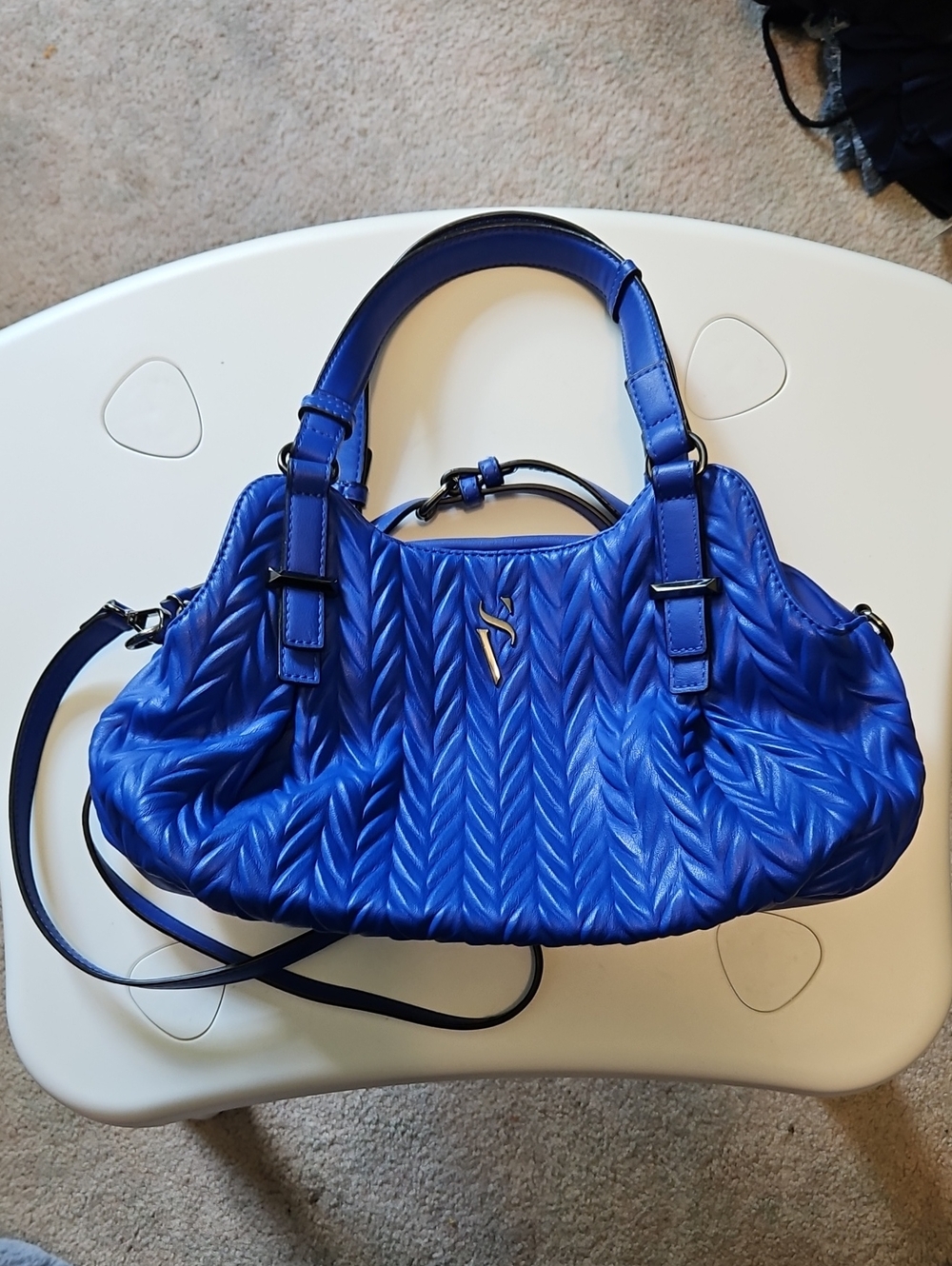 Simply Vera Vera Wang Cobalt Blue Quilted Shoulder Bag